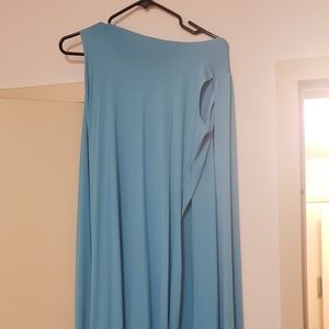 Long baby blue dress with cape attached